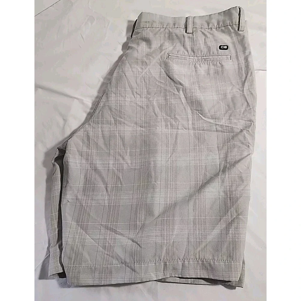 HAGGAR COOL 18 PERFORMANCE SHORT GOLF SIMPLE PLAID(PUTTY) 40W X 9.5L‎ ~NWT $48